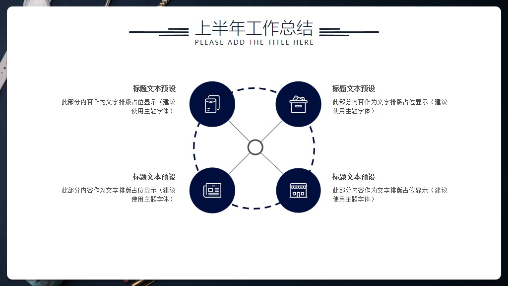 简约桌面年中工作总结述职报告PPT模板2