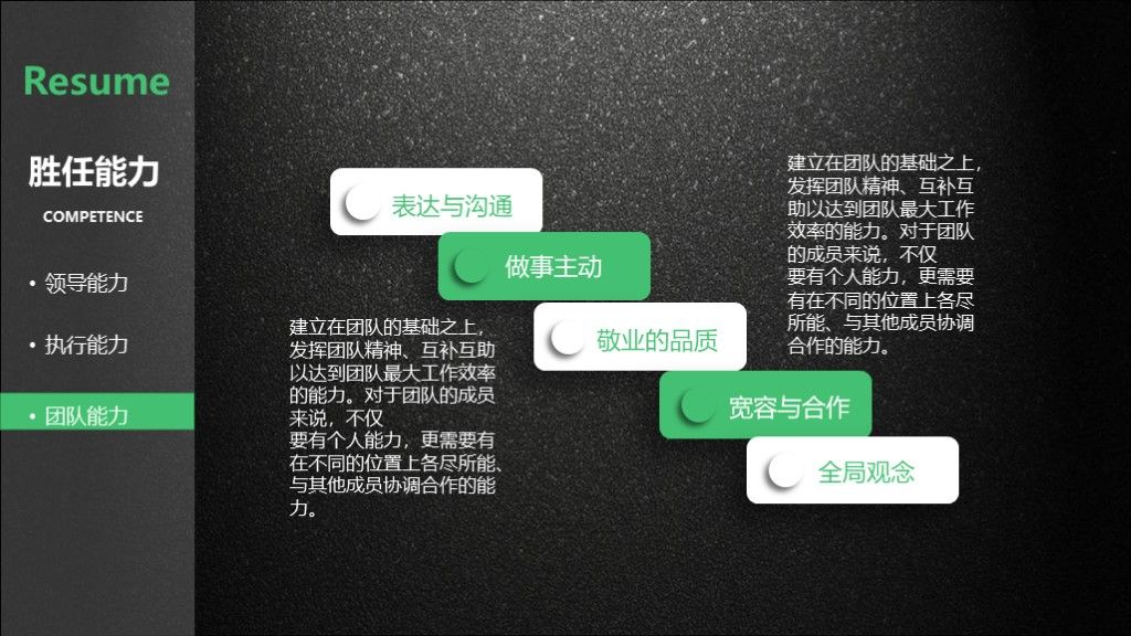 黑色大气竞聘求职招生个人简历ppt模板8
