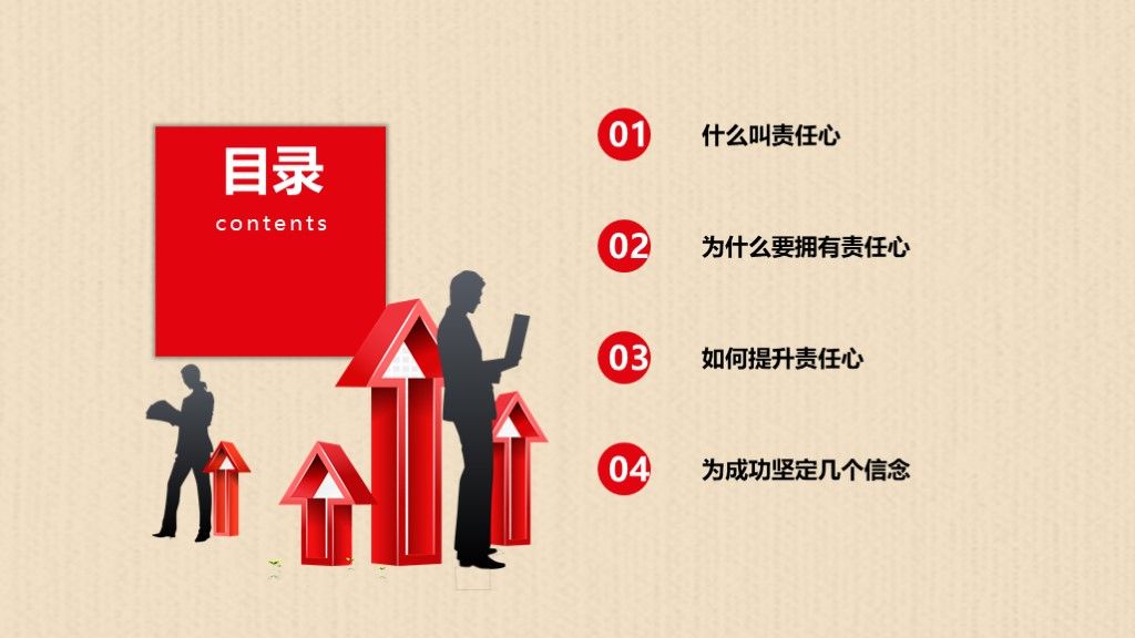 如何提高工作责任心--态度--能力商务风格简约PP模板2