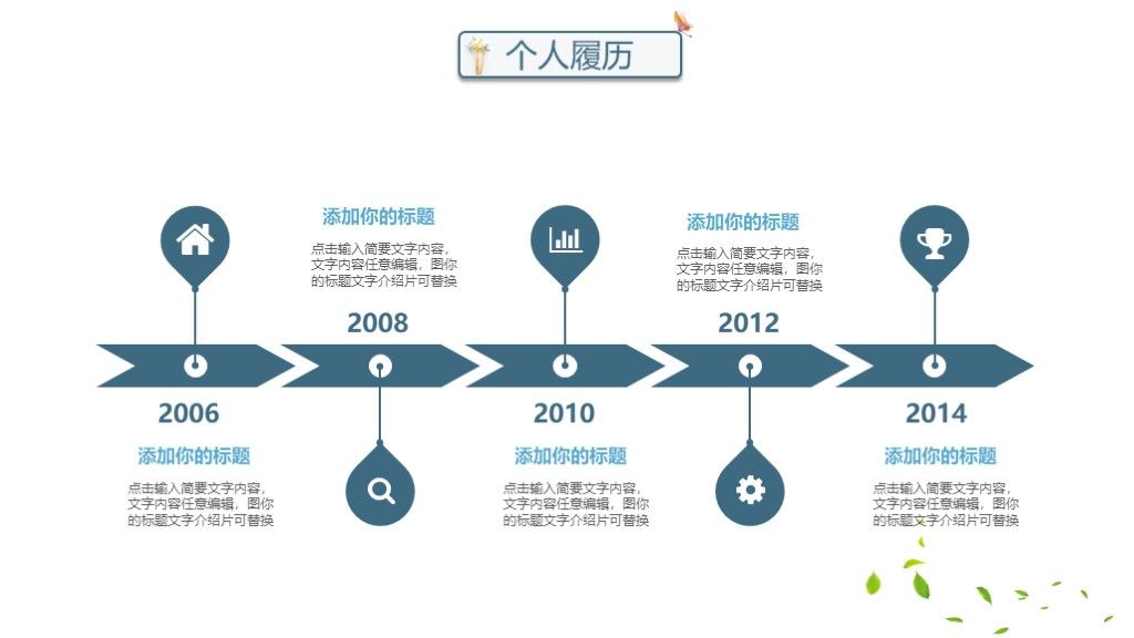 小清新植物竞聘求职个人简历述职报告工作总结PPT模板3