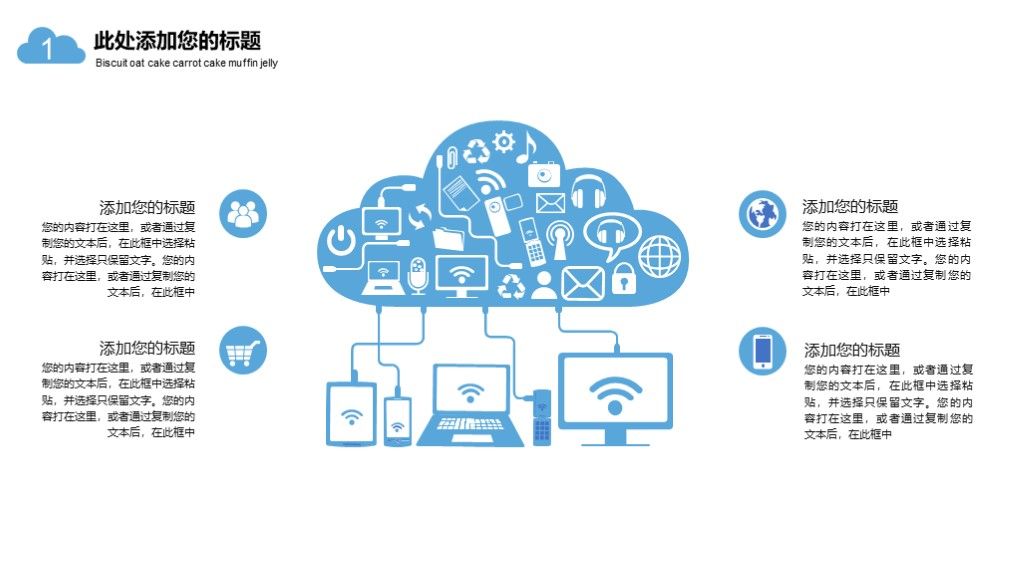 蓝色卡通科技互联网+高科技+大数据ppt模板3