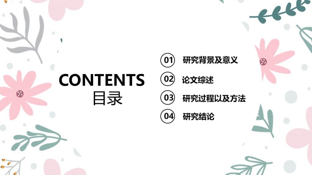 小清新毕业论文答辩PPT模板2