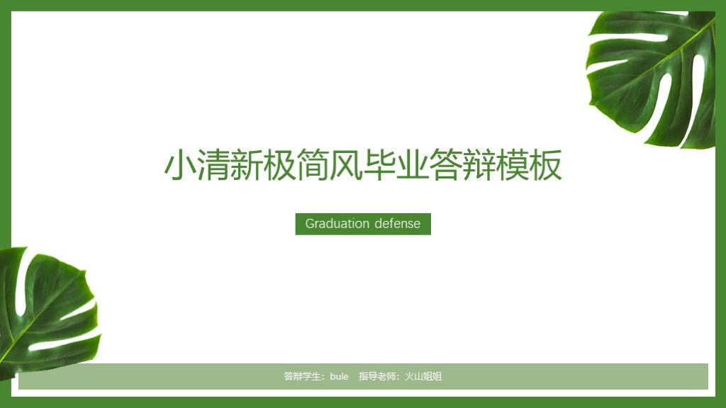 小清新极简毕业答辩通用学历PPT模板1