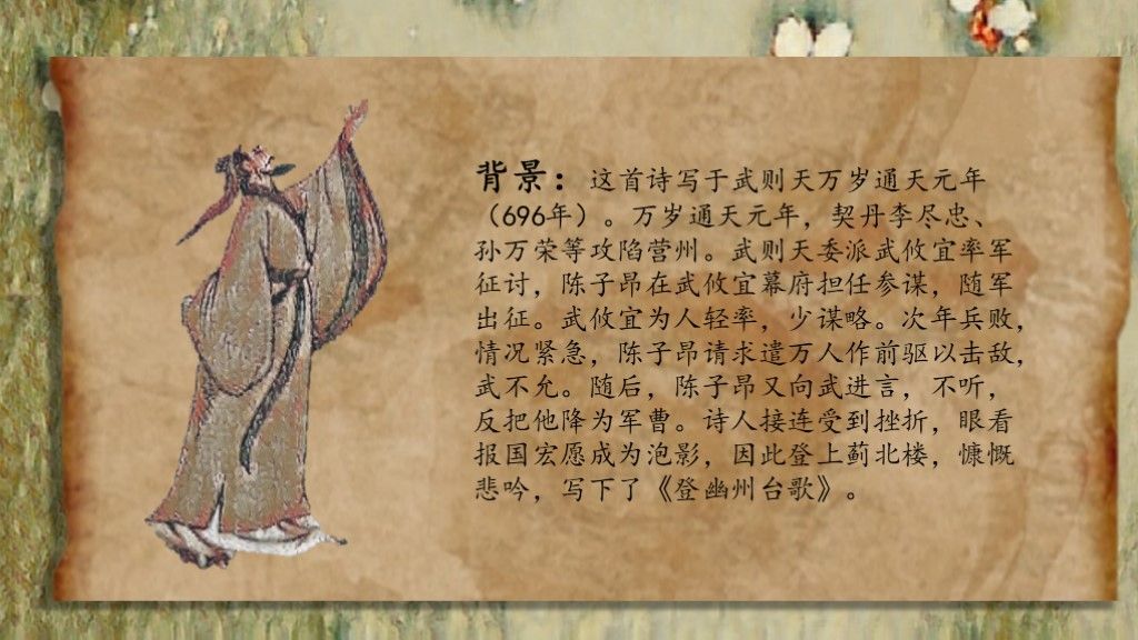 《登幽州台歌》教学课件文艺复古风PPT模板5