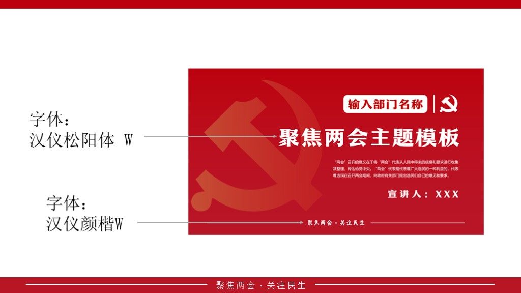 简约党政风聚焦两会主题党政报告PPT模板10