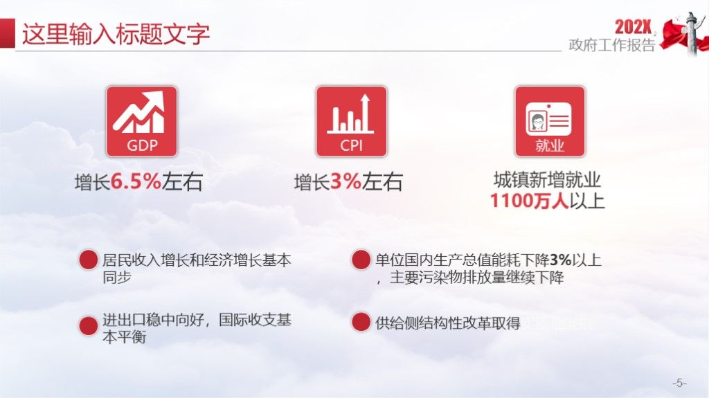 聚焦两会红色精神人大政府工作报告PPT模板3