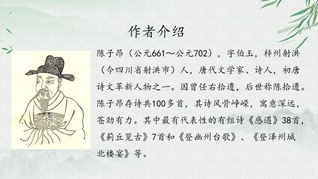 语文人教版七年级登幽州台歌古诗PPT模板4