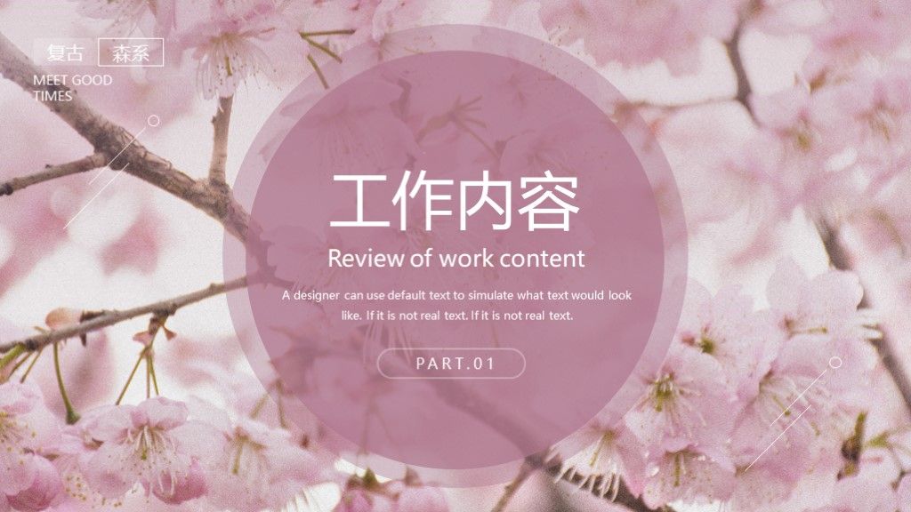 复古森系樱花工作计划年中总结PPT模板2