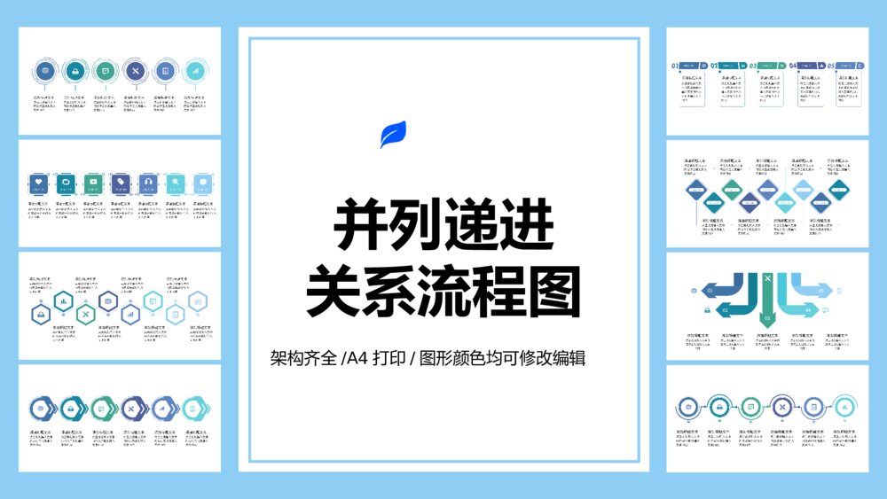 并列递进关系流程图PPT关系图表1