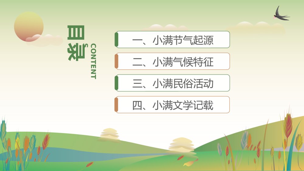 黄绿卡通风二十四节气小满介绍宣传PPT课件2