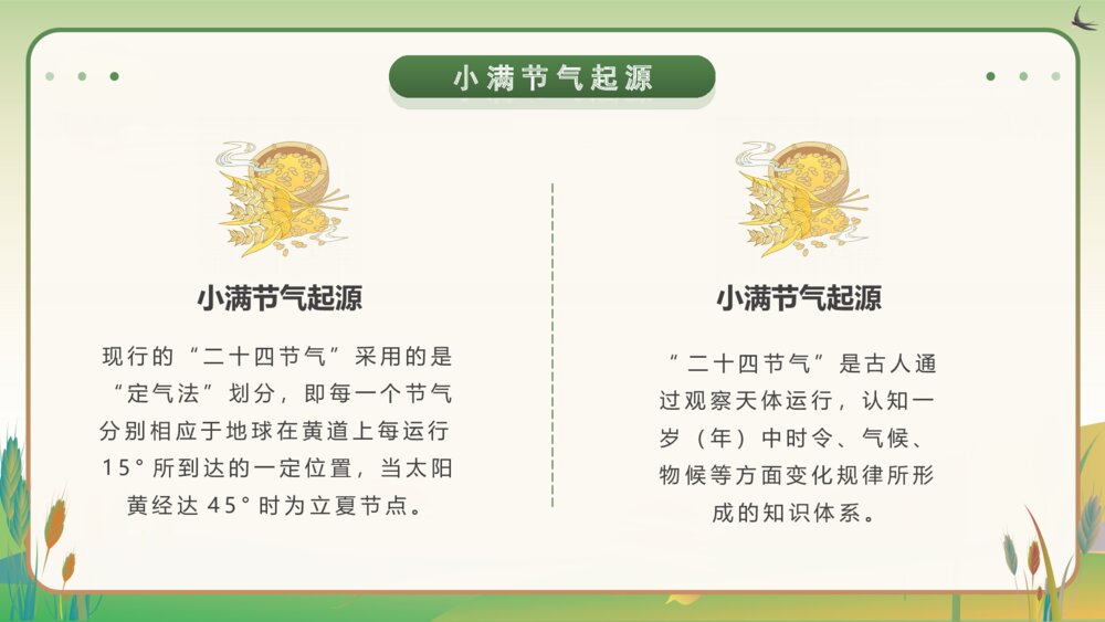 黄绿卡通风二十四节气小满介绍宣传PPT课件8