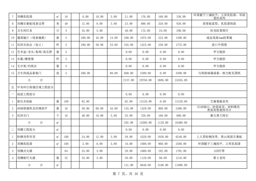装饰行业装修工程造价预算表excel7
