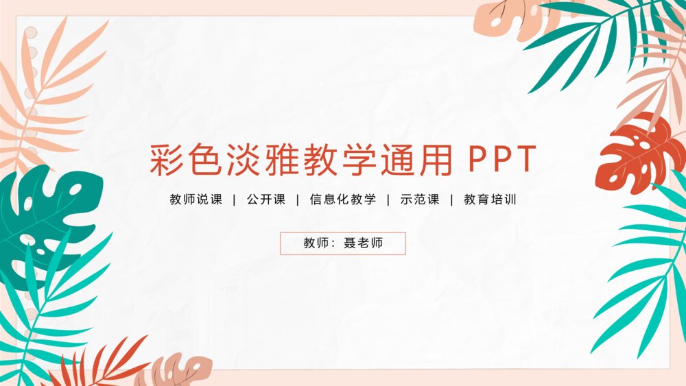 彩色简约小清新淡雅教学通用PPT1