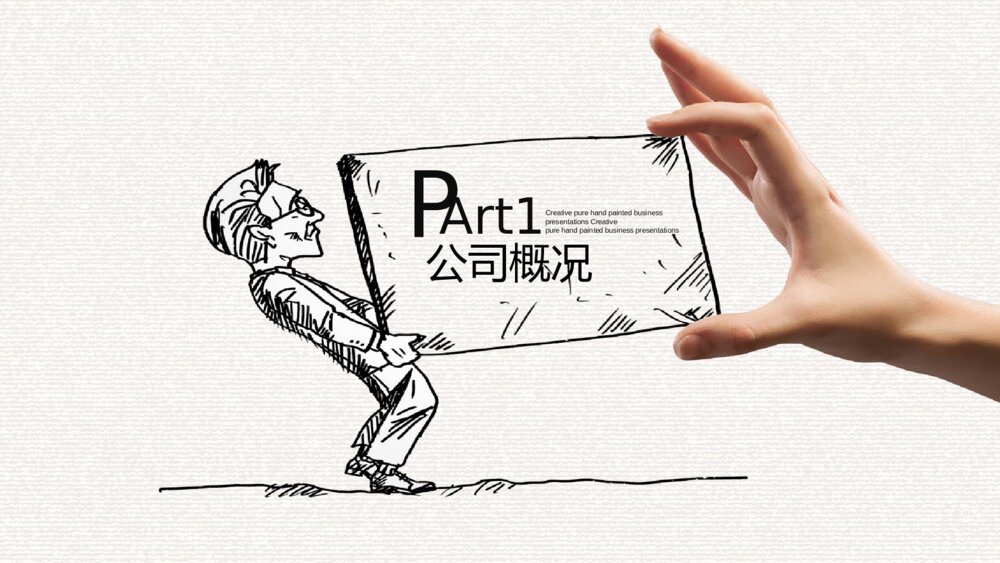 创意手绘手势公司介绍PPT模板4