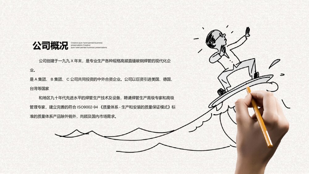 创意手绘手势公司介绍PPT模板5