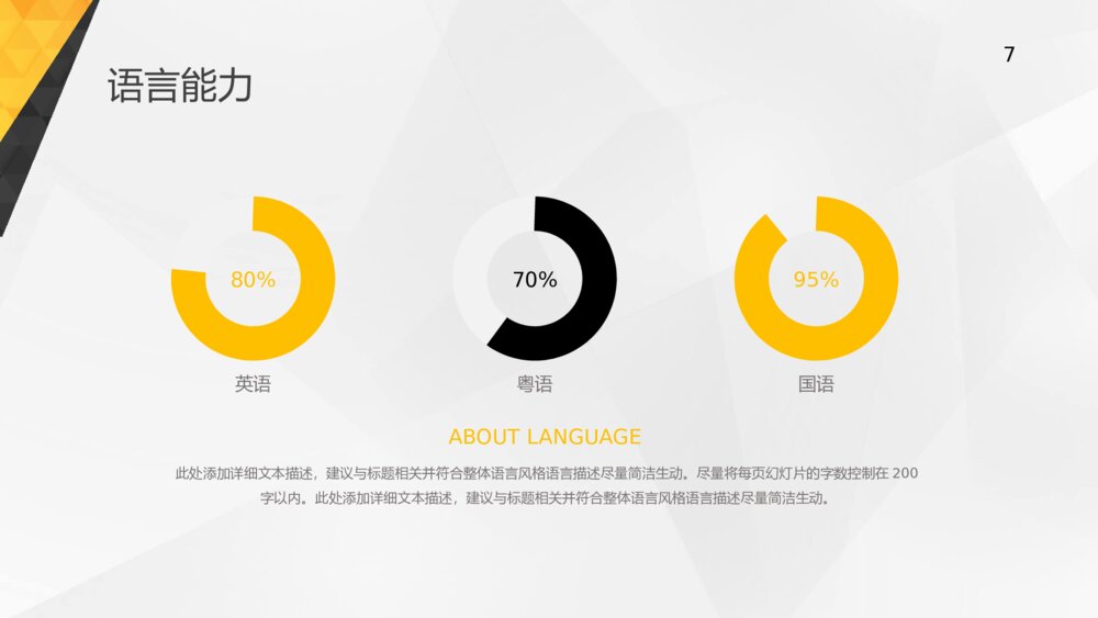 黄色求职竞聘个人简历PPT模板7