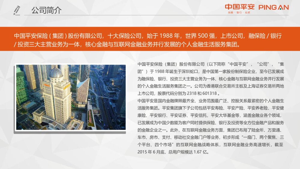 中国平安员工专用工作汇报PPT模板5