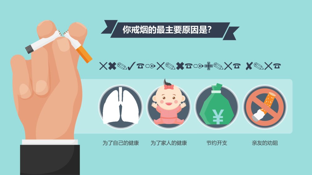 卡通中国控烟吸烟调查报告PPT模板9