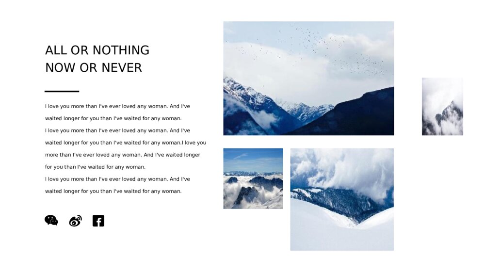 雪山画册景点宣传图文排版PPT模板9