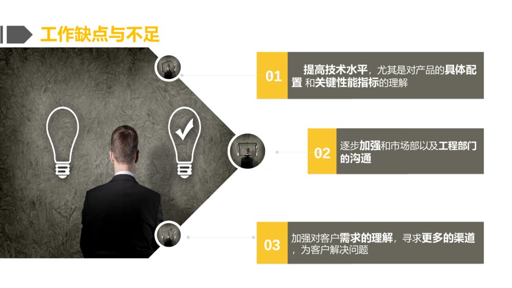 黄色线条对比风格采购部工作总结ppt模板10