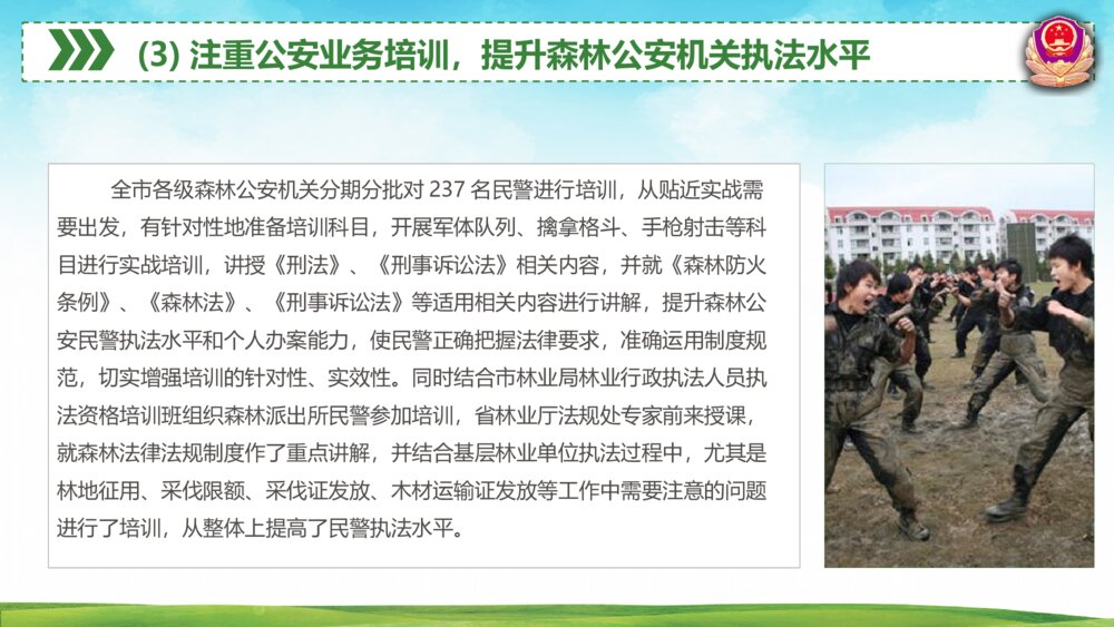 清新森林警察公安年终工作总结汇报PPT模板8