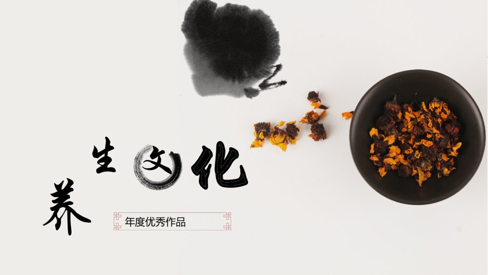 中国风水墨风养生文化-计划总结ppt模板1