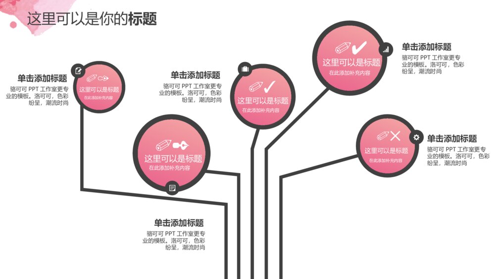 粉色大气水彩商务计划书ppt模板5