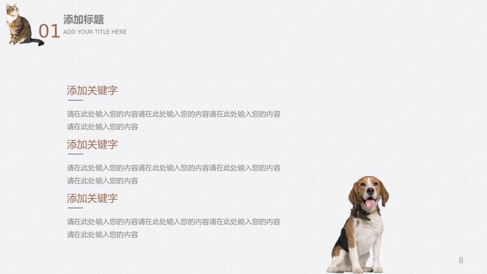棕色萌宠猫狗工作总结教师公开课宠物年终8