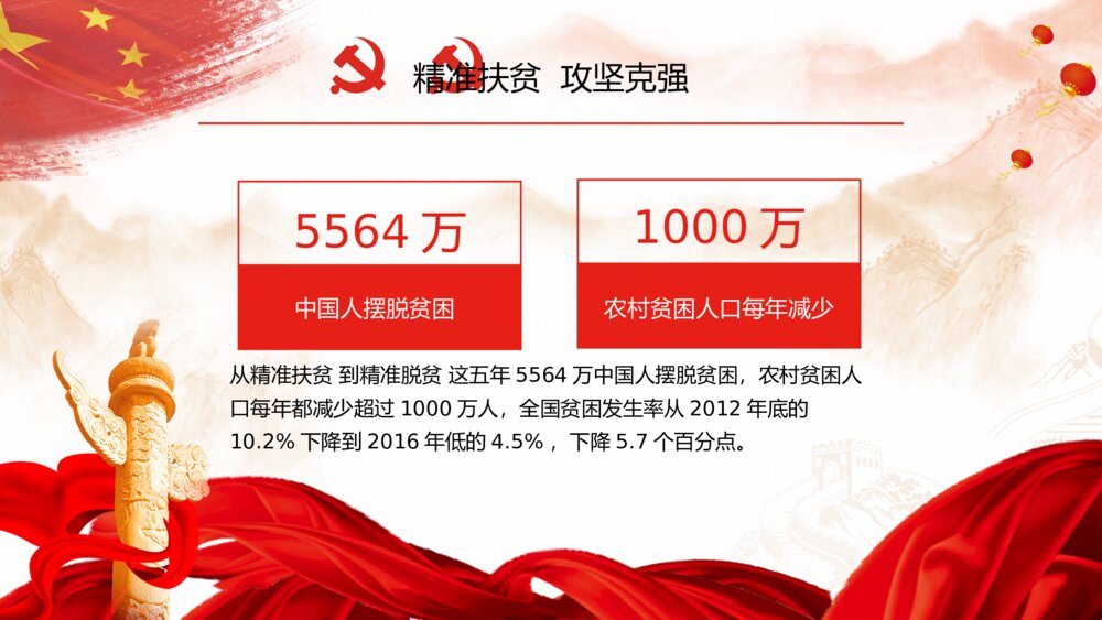 红色大气中国梦—十九大报告解读ppt模板5