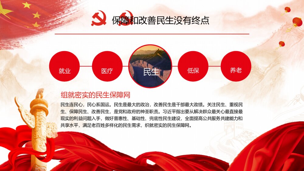 红色大气中国梦—十九大报告解读ppt模板9