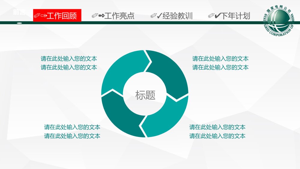 动态实用国家电网总结汇报ppt模版7
