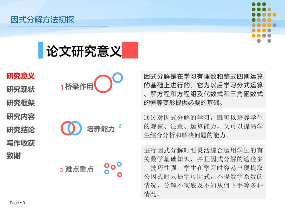 因式分解方法初探毕业设计答辩ppt课件下载3