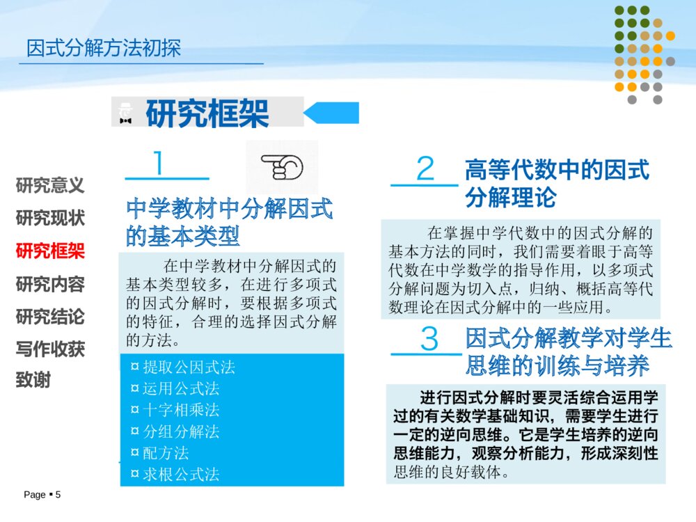 因式分解方法初探毕业设计答辩ppt课件下载5