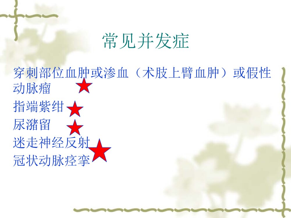 CAG或PCI术后并发症的预防与观察ppt课件9