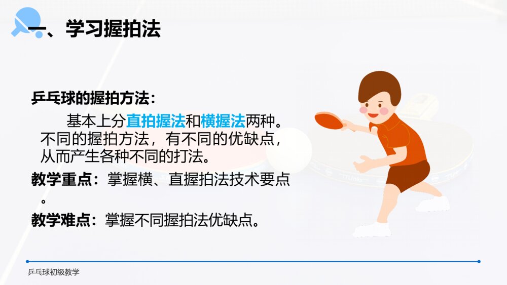 初中语文高一《乒乓球初级教学》教案教学PPT课件5