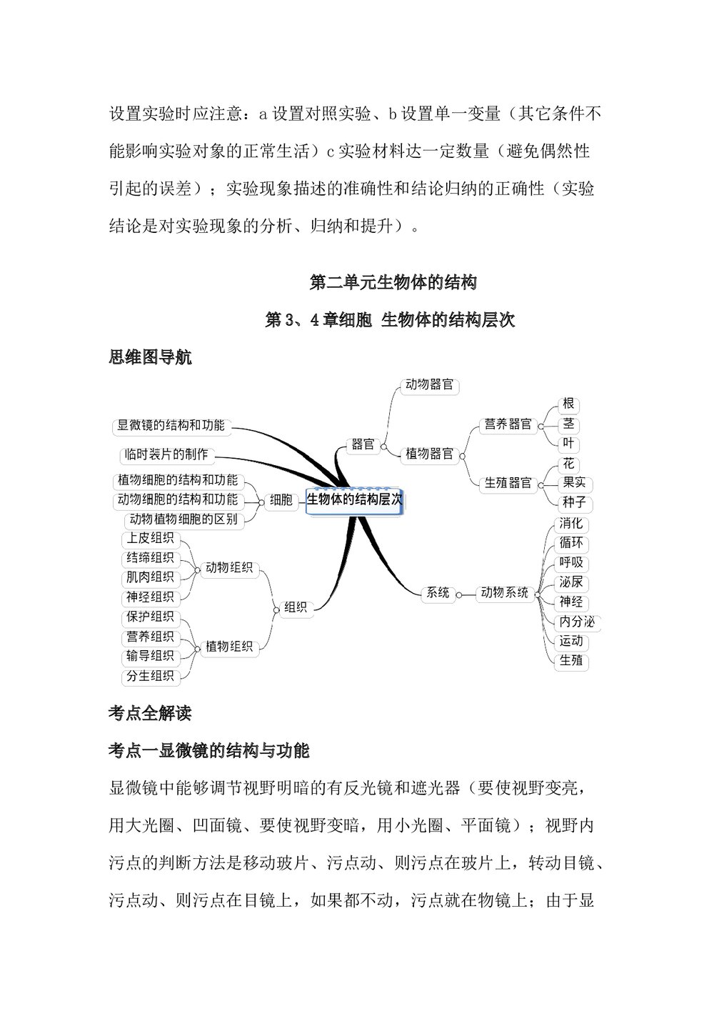 七年级生物学思维导图和知识点word文档3