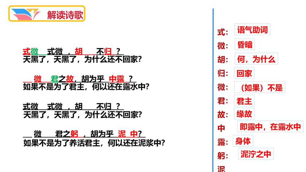 八年级语文下册《式微》诗经·邶风-课外古诗词诵读PPT课件6