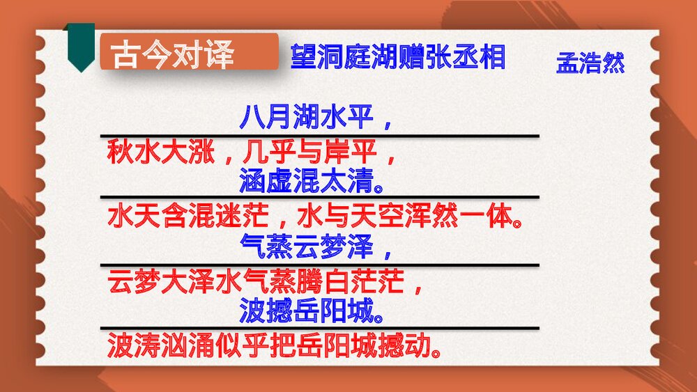 人教部编版八年级语文下册第三单元《 望洞庭湖赠张丞相 》课外古诗词诵读PPT课件9