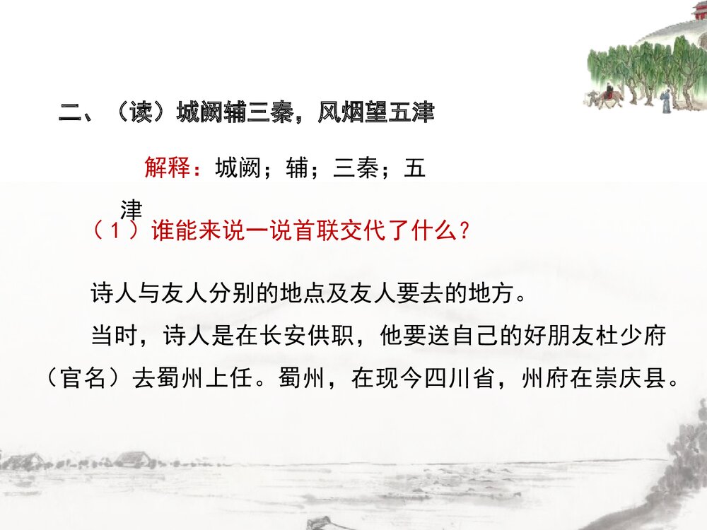 八年级语文下册《送杜少府之任蜀州》课外古诗词诵读PPT课件9