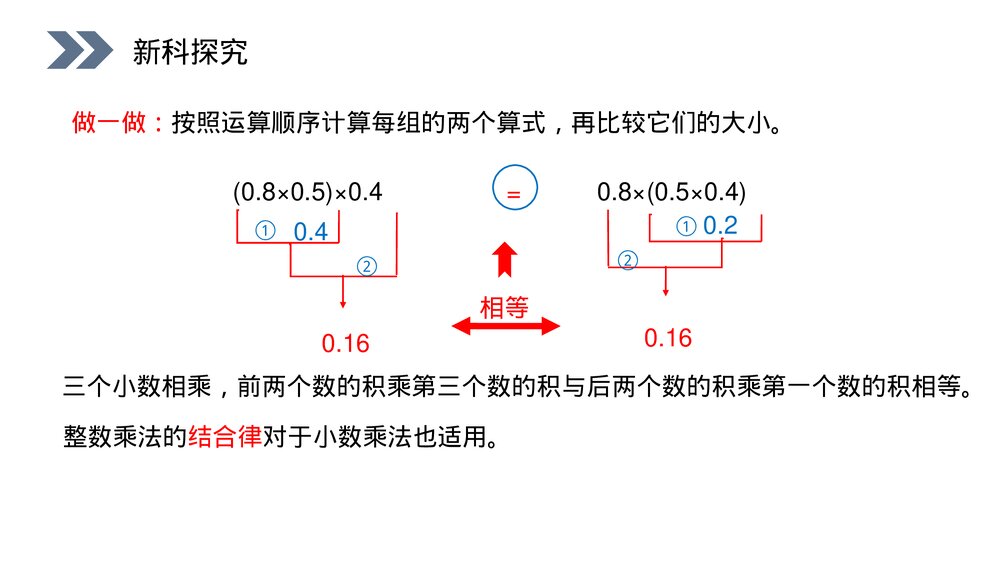 人教版小学数学五年级上册第一单元小数乘法(第1.6.2课时)《整数乘法运算定律推广到小数》PPT6