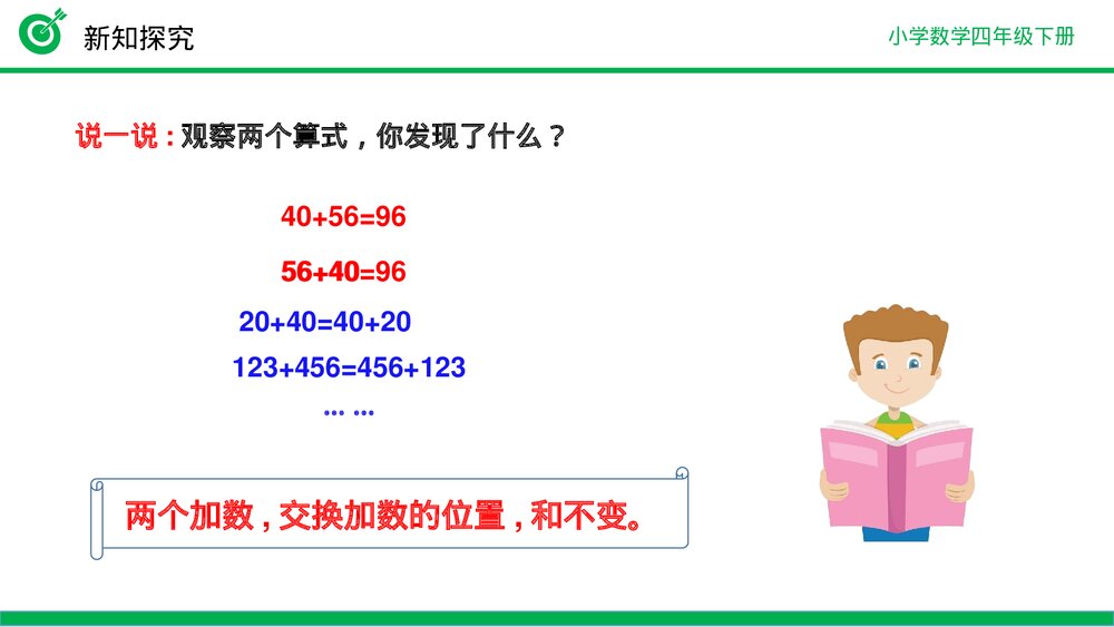 小学数学四年级下册(第3.1课时)《加法运算定律》PPT教学课件9