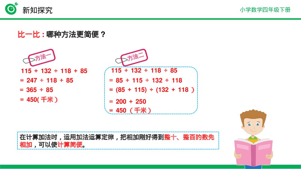 小学数学四年级下册(第3.3课时)《加法运算定律的应用》PPT教学课件10