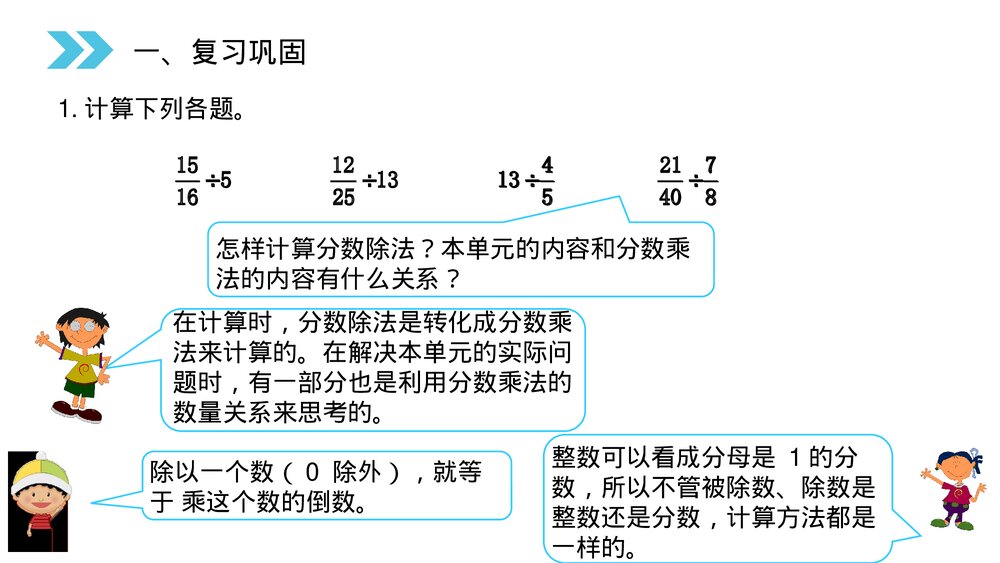人教版小学数学六年级上册(第3.5课时)《分数除法(整理和复习)》PPT教学课件2