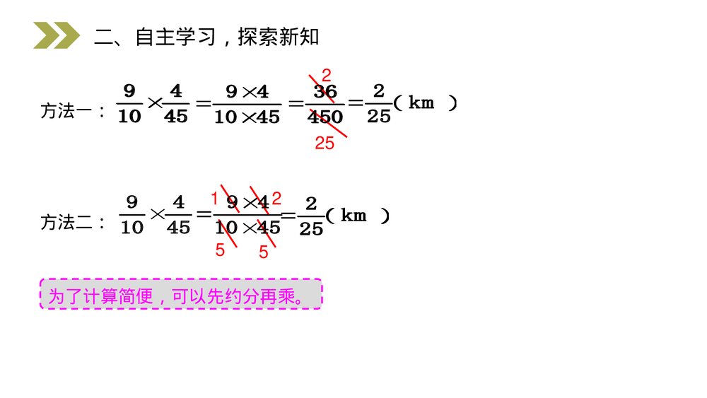 人教版小学数学六年级上册(第1.4课时)《分数乘法的计算方法》PPT教学课件5
