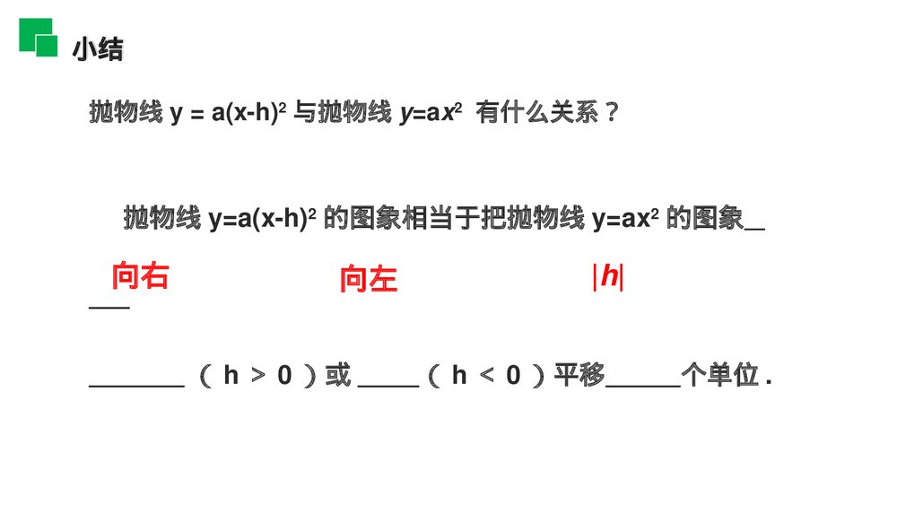 人教版九年级数学初三上册(第22.1.3.2 课时)《二次函数y=a(x-h)^2的图象和性质》PPT教学课件8