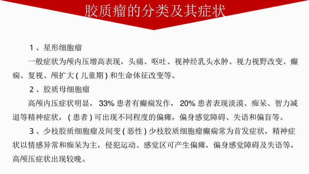 胶质瘤PPT课件 胶质瘤分类·症状·检查治疗及预后3