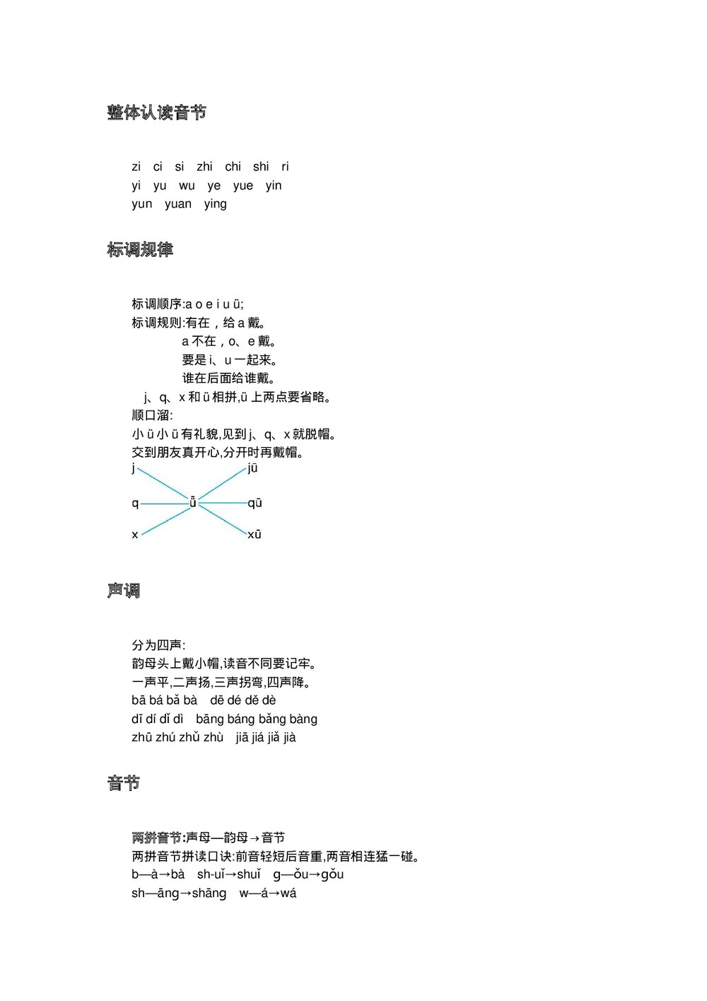 一年级语文上册第二、三单元知识小结word文档2
