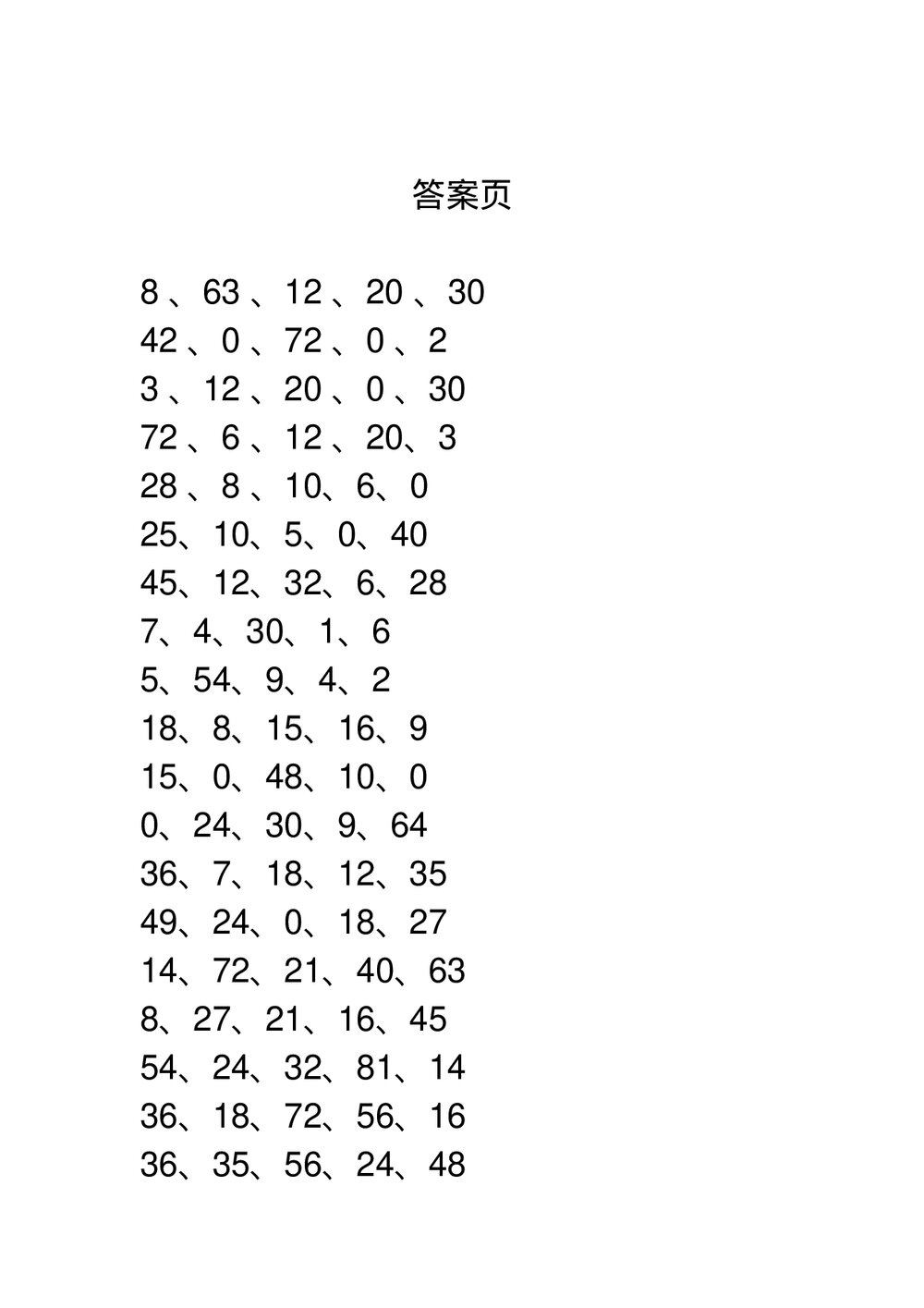 小学二年级数学乘法口算题+答案(word版)2