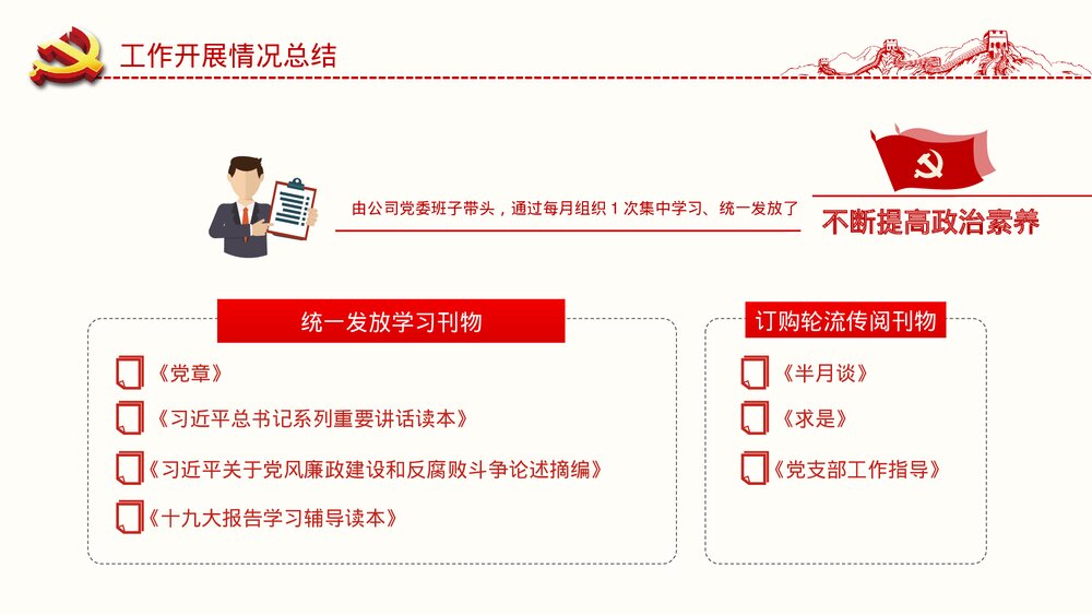 党支部年终工作总结主题教育PPT课件(内容文字可编辑修改)8