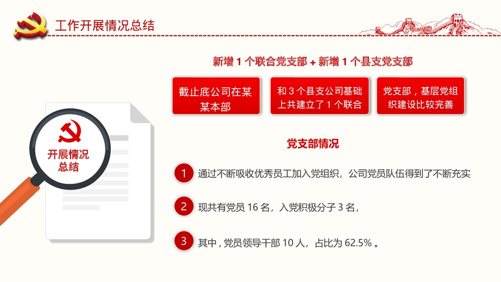 党支部年终工作总结主题教育PPT课件(内容文字可编辑修改)10